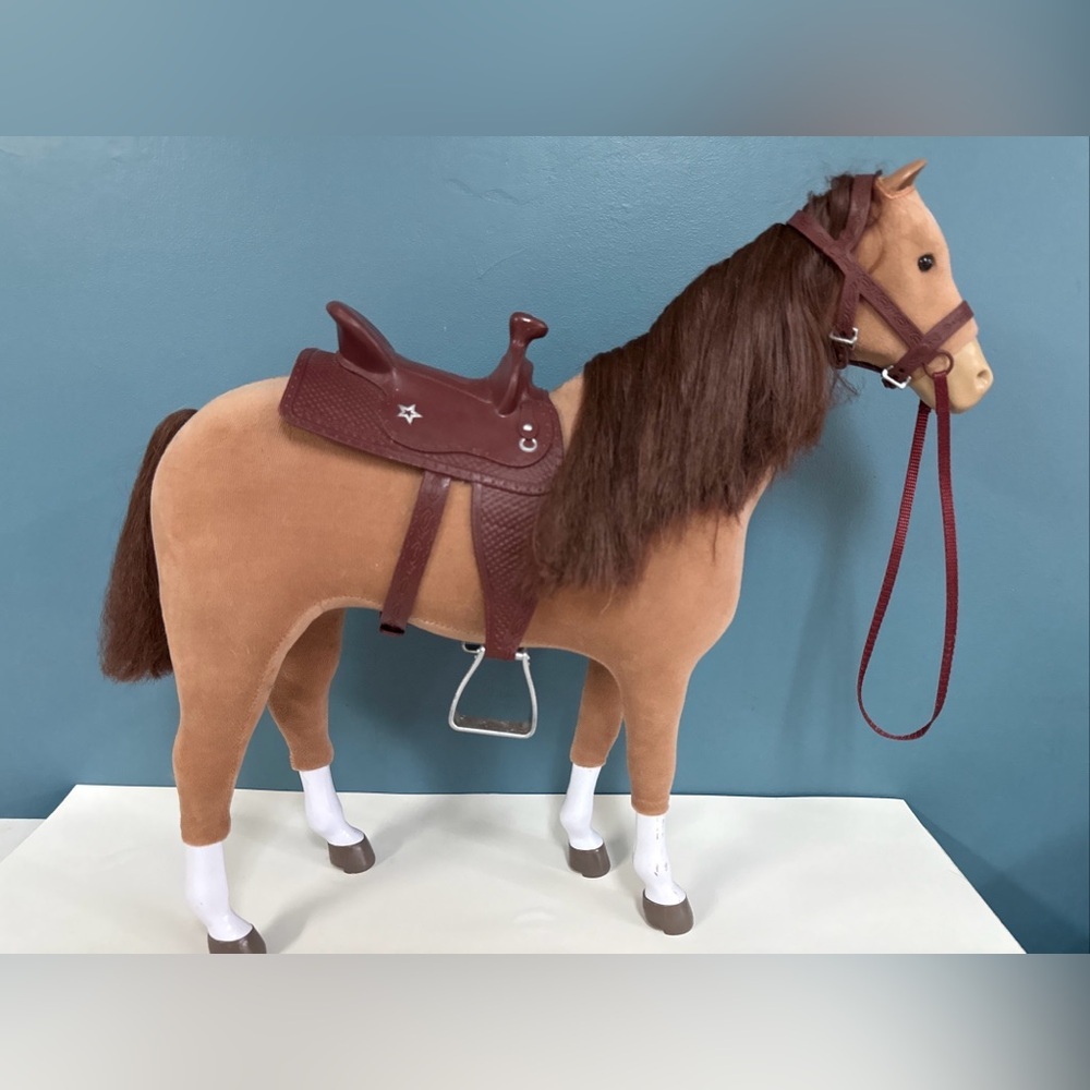 American Girl 18” chestnut Horse retired 2018 Saddle(x2) bridle and fence panels - Picture 2 of 16